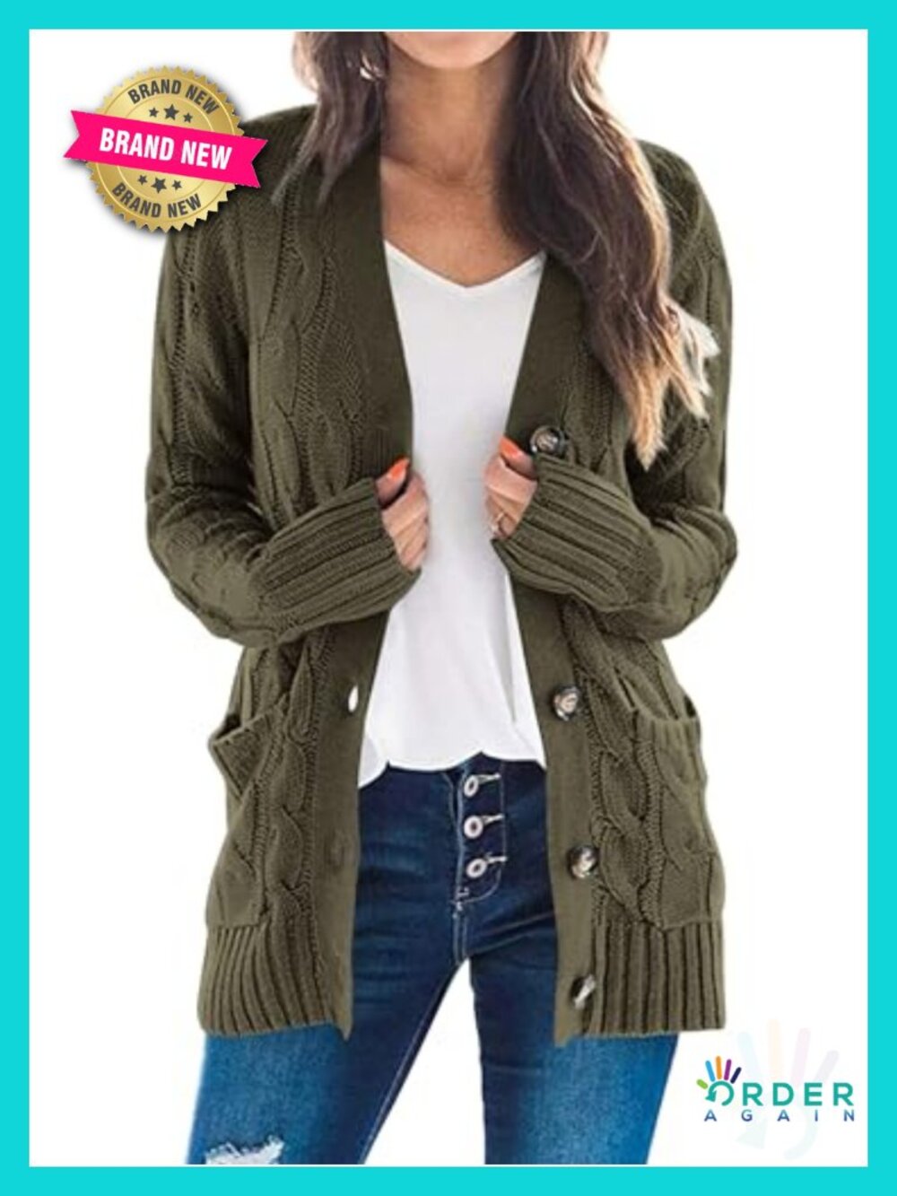Women's Cable Knit Cardigan Sweater Button Down Long Sleeve Open Front Fall